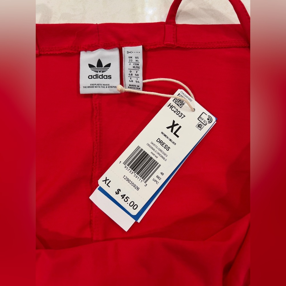 ADIDAS Originals Women's XL Adicolor Classics Tight Summer Dress - Red - NWT - Picture 6 of 8